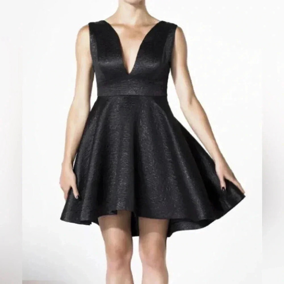 Elle rw&co ladies black dress size 2 business casual formal elegant dressy hi lo - Picture 1 of 5